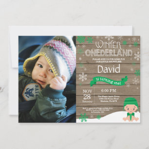 Rustic Winter Onederland 1st Birthday Invitation