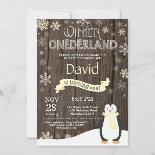Rustic Winter Onederland 1st Birthday Invitation