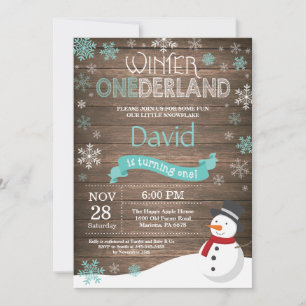 Rustic Winter Onederland 1st Birthday Invitation