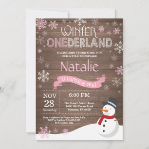 Rustic Winter Onederland 1st Birthday Invitation