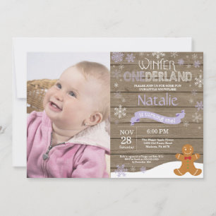 Rustic Winter Onederland 1st Birthday Invitation
