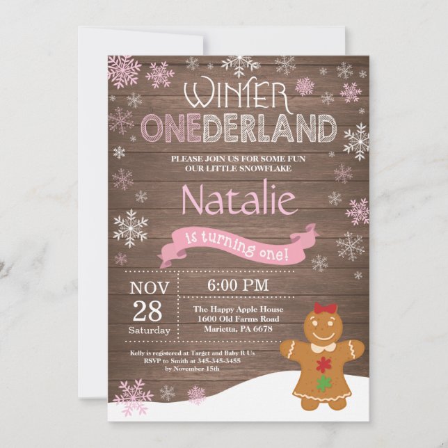Rustic Winter Onederland 1st Birthday Invitation (Front)