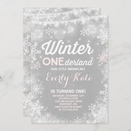 Rustic Winter ONEderland Birthday Invitation