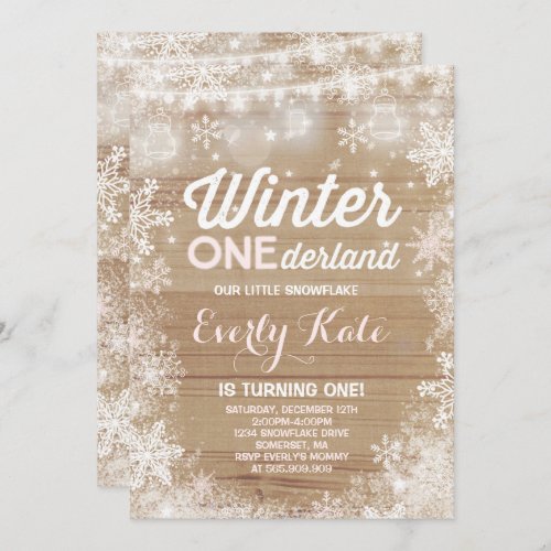 Rustic Winter ONEderland Birthday Invitation