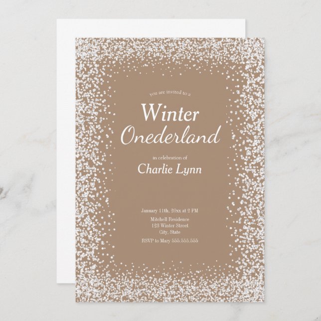 Rustic Winter Onederland First Birthday Invitation (Front/Back)