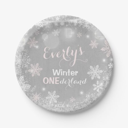 Rustic Winter Onederland Paper Plate 7" Plate