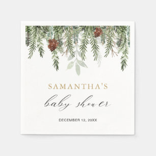 Rustic winter pine tree acorns napkins