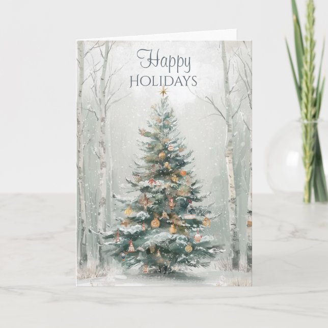 Rustic Winter Pine Tree  Card (Front)