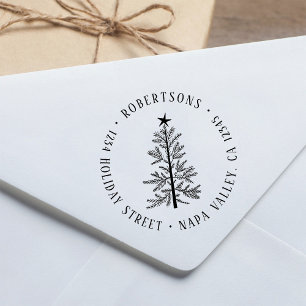 Rustic Winter Pine Tree Return Address Self-inking Stamp