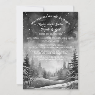 Rustic Winter Pine Tree Snow Outdoorsy Wedding Invitation