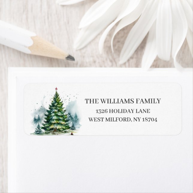 Rustic Winter Pine Tree Winter Address Label (Insitu)