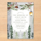 Rustic Winter Pine Trees Botanical Lantern Wedding