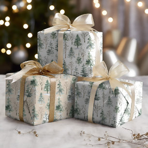 Rustic Winter Pine Trees Forest Christmas Wrapping Paper Sheets