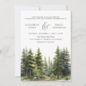 Rustic Winter Pine Trees Forest QR Code Wedding Invitation | Zazzle