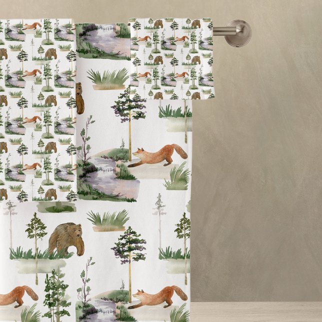 Rustic Winter Pine Trees pattern Bath Towel Set (Creator Uploaded)