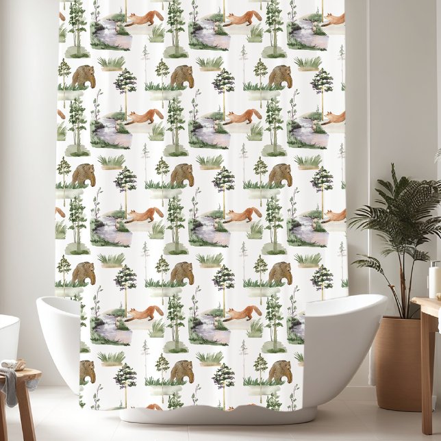 Rustic Winter Pine Trees pattern Shower Curtain (Creator Uploaded)