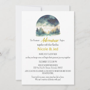Rustic Winter Pine Trees Snow Outdoorsy Wedding Invitation
