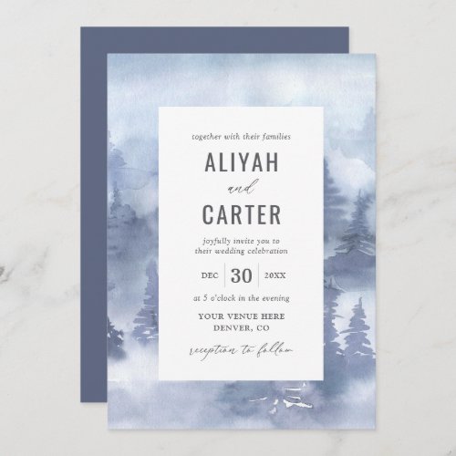 Rustic Winter Pine Trees Wedding Invitation