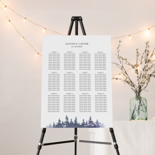 Rustic Winter Pine Trees Wedding Seating Chart Foam Board