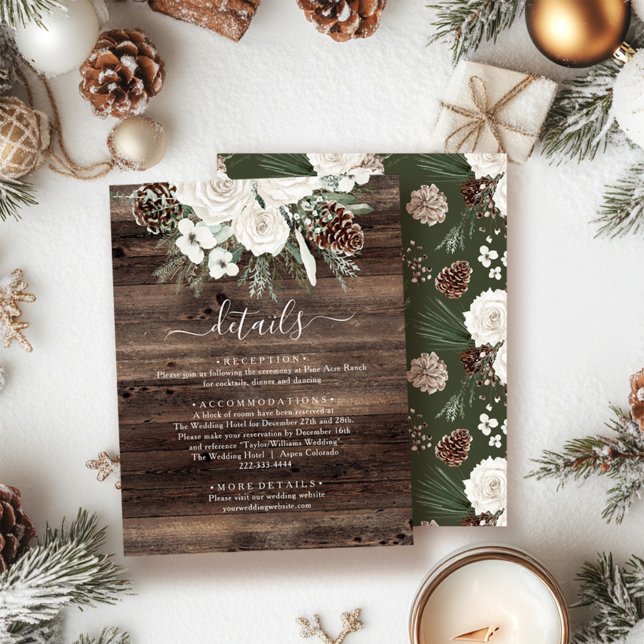 Rustic Winter Pine Wedding Enclosure Card (Creator Uploaded)