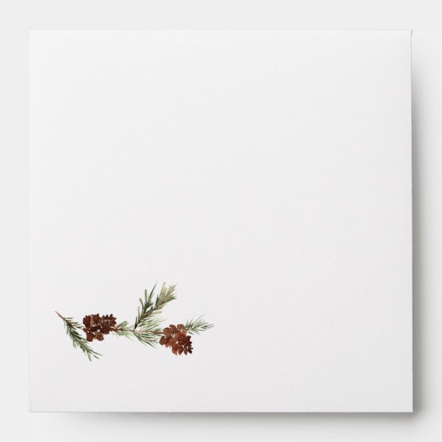 Rustic Winter Pine Wedding Envelope (Front)