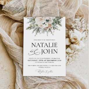 Rustic Winter Pinecone Wedding Invitation