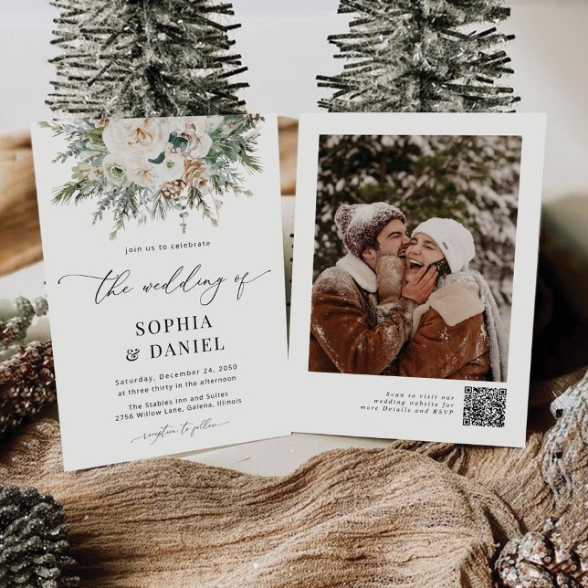 Rustic Winter Pinecone Wedding Invitation (Creator Uploaded)