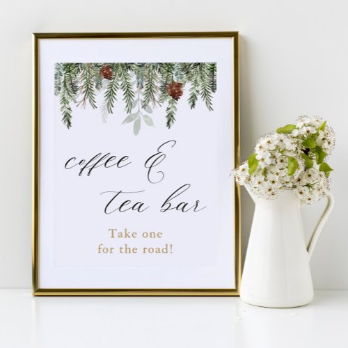 Rustic winter pines Coffee and Tea Bar sign