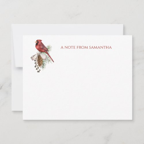 Rustic Winter Red Cardinal Pine Cone Note Card