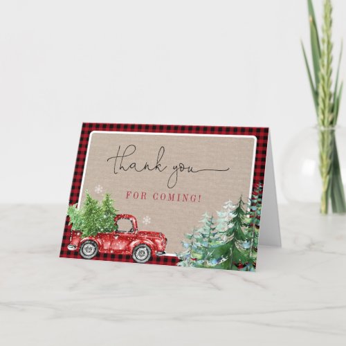 Rustic Winter Red Truck Thank You Card Note