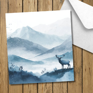 Rustic Winter Ridge Watercolor Wedding Envelope Liner