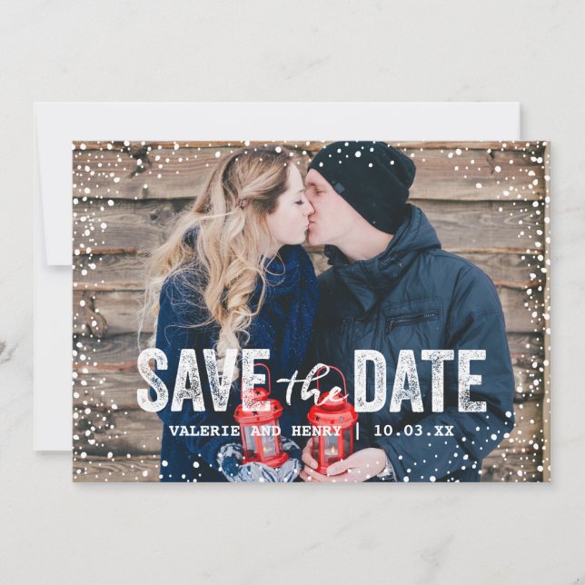 Rustic Winter Save The Date Full Bleed Photo (Front)