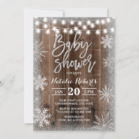 Rustic Winter Silver Snowflake Baby Shower Invitation