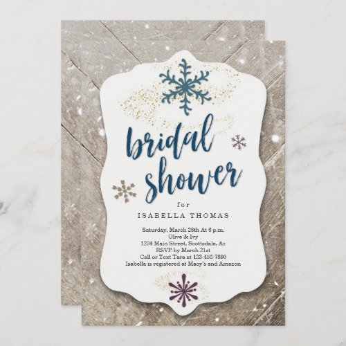 Rustic Winter Snow Bridal Shower Invitation