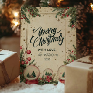 Rustic Winter Snow Globe Holiday Card
