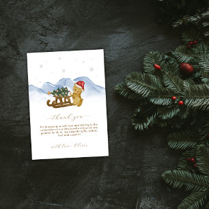 Rustic Winter Snow Sleigh Bear Baby Shower Thank You Card