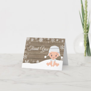 Rustic Winter Snowflake Baby Letterpress Thank You Card