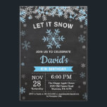 Rustic Winter Snowflake Blue Silver Boy Birthday Invitation<br><div class="desc">Rustic Winter Snowflake Blue and Silver Boy Birthday Invitation. Boy Birthday. Blue and Silver Glitter Snowflake. Winter Christmas Holiday. Chalkboard Background. Blackand White. 1st 2nd 3rd 4th 5th 6th 7th 8th 9th 10th 11th 12th 13th 14th 15th, any age. For further customization, please click the "Customize it" button and use...</div>