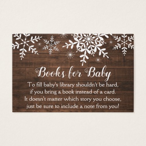 Rustic Winter Snowflakes Baby Shower Bring a Book