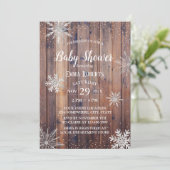 Rustic Winter Snowflakes Barn Wood Baby Shower Invitation (Standing Front)