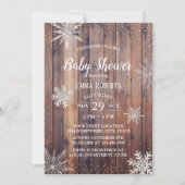 Rustic Winter Snowflakes Barn Wood Baby Shower Invitation (Front)