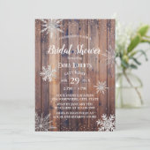 Rustic Winter Snowflakes Barn Wood Bridal Shower Invitation (Standing Front)