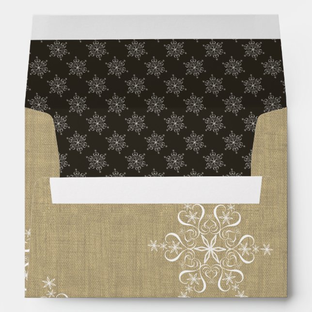 Rustic Winter Snowflakes Brown Envelope (Back (Bottom))