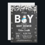 Rustic Winter Snowman Boy Baby Shower Invitation<br><div class="desc">Rustic Winter Snowman Boy Baby Shower Invitation. White Snowflake. Baby its cold outside Baby Shower invitation. Boy Baby Shower Invitation. Winter Holiday Baby Shower Invite. Chalkboard Background. Black and White. For further customization,  please click the "Customize it" button and use our design tool to modify this template.</div>
