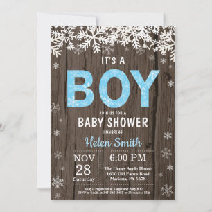 Rustic Winter Snowman Boy Baby Shower Invitation