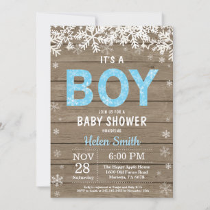 Rustic Winter Snowman Boy Baby Shower Invitation