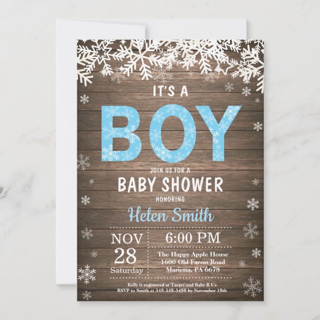 Rustic Winter Snowman Boy Baby Shower Invitation (Front)