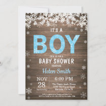 Rustic Winter Snowman Boy Baby Shower Invitation