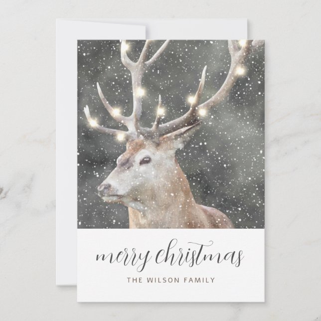 Rustic Winter Stag Merry Christmas Invitation (Front)