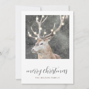 Rustic Winter Stag String Lights Christmas Cards